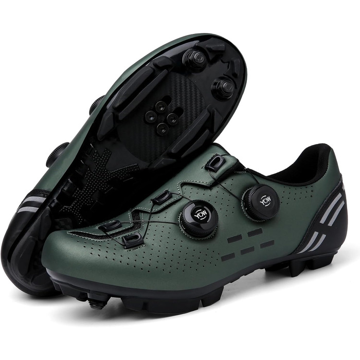 Велосипедні шкарпетки для чоловіків: MTB, шосе, маунтінбайк, з кріпленням для підошви 2 отвори, з пряжкою, 44 EU, зелені