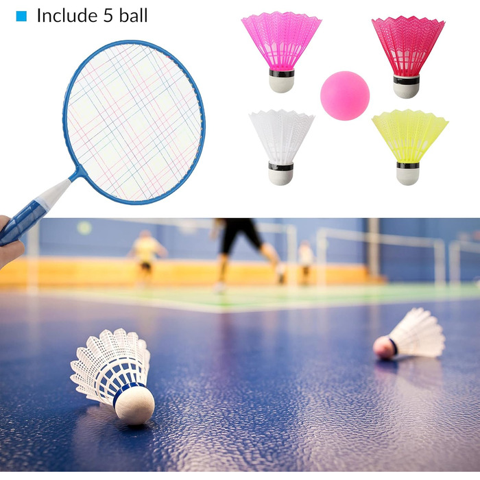 Набір для бадмінтону QKTYB для дітей від 4 до 8 років, легкий алюмінієвий, для початківців, з сумкою, для гри в приміщенні та на вулиці