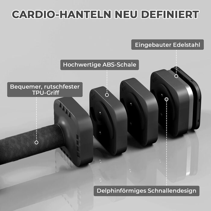 Набір гантелей Dripex регульовані 5 кг x2 або 2,5 кг x2, 6 швидкознімних дисків 0,5 кг/0,25 кг, чорний