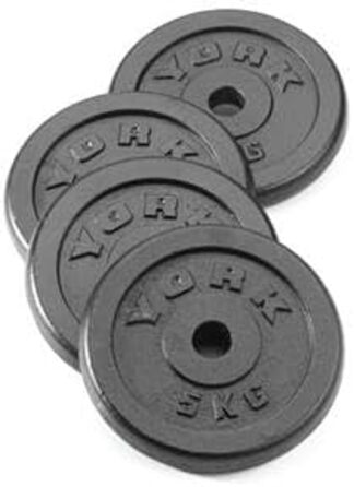 Набір дисків York Fitness 4x5 кг з чавуну для штанги, 1-дюймовий отвір, для силових тренувань та набору м’язової маси