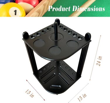 Стенд для кийків для більярдного столу Eck - 10 кийків, тримач крейди, з масивного дерева