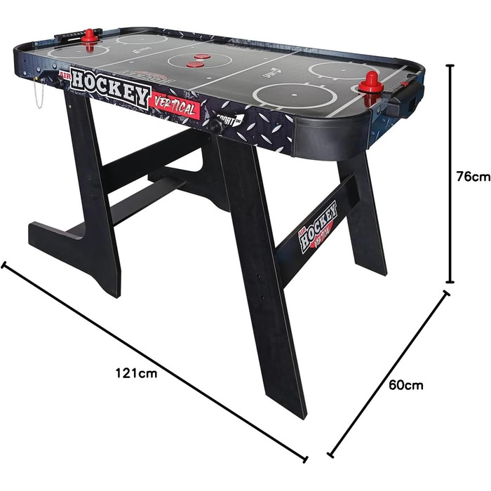 Стіл для повітряного хокею Sport1 Vertikal Klapptisch: компактний, з вентилятором 12V, розмір 121x60x76 см, з підсвіткою та рахунком