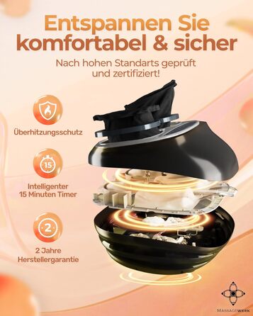 Електричний масажер для ніг MASSAGEWERK® Premium з EMS, шиацу, вібрацією та підігрівом, для покращення кровообігу, знеболення при п’ятковій шпорі та невропатії, до розміру 45