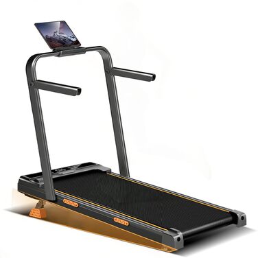 Складана бігова доріжка LONTEK з нахилом 10%, Walking Pad з поручнем, швидкість 1–10 км/год, потужність 2.5 к.с., LED-дисплей, пульт ДК, до 120 кг, компактна для дому