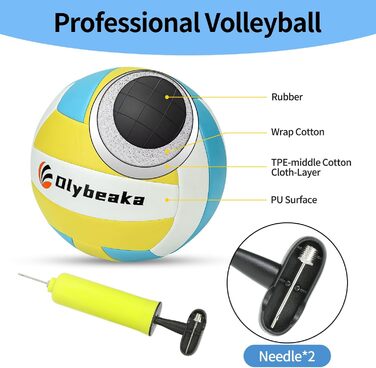 Набір для волейболу на відкритому повітрі: портативна сітка, м'яч PU, насос, сумка та міцна сітка (32 фути, блакитний)