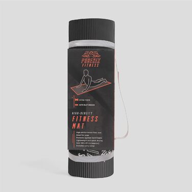 Фітнес-килимок Phoenix Fitness RY1068, NBR, двосторонній, нековзкий, 180x60 см, 12 мм, сірий
