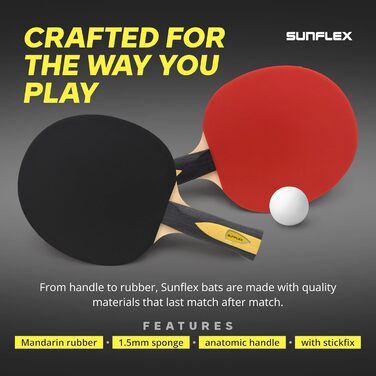 Ракетка для настільного тенісу Sunflex Expert A30 ITTF сертифікована, багатоколір