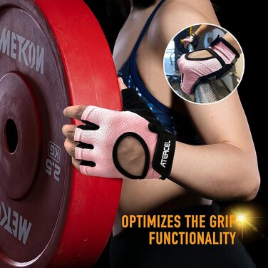 Фитнес рукавички ATERCE для їзди на велосипеді, тренувань, фітнесу. Дихаючі рукавички для велосипедистів, чоловічі та жіночі (Рожевий, XL)