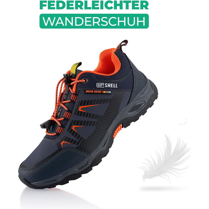 Трекінгові черевики Softshell для жінок та чоловіків. Розмір 43 EU, темно-синій та помаранчевий кольори