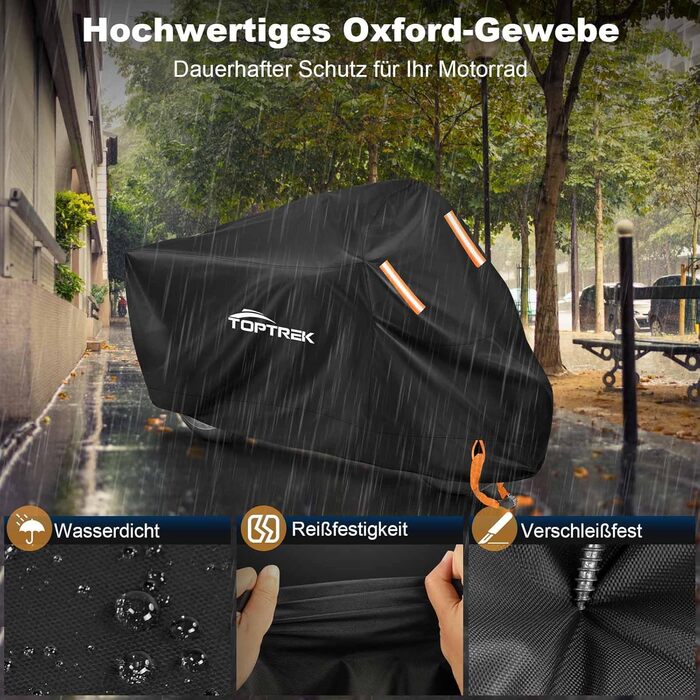 Захисний чохол для мотоцикла Toptrek Outdoor XXXL, водонепроникний, зимовий, з отвором для замка (265x105x125 см)