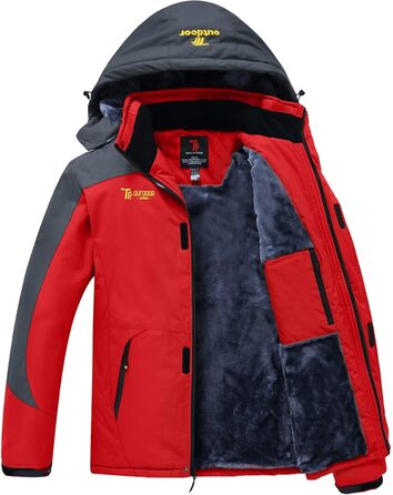 Чоловіча зимова куртка Jacken з флісовою підкладкою, водонепроникна, дихаюча, тепла, вітрозахисна, софтшелл, знімний капюшон, червона, XL