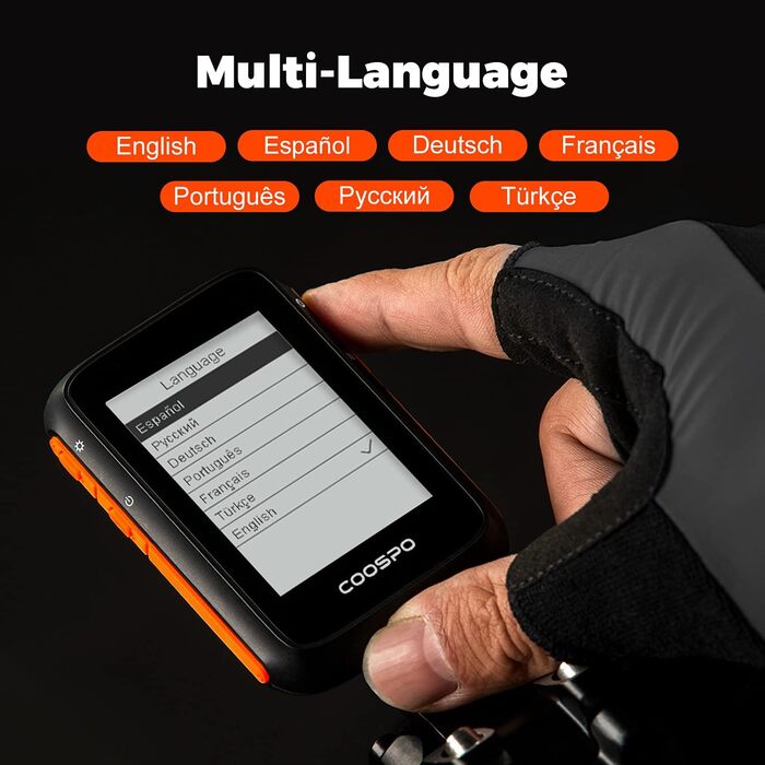 COOSPO велосипедний комп'ютер GPS, бездротовий, Bluetooth 5.0 та ANT+, водонепроникний IP67, велоспідометр з автоматичним підсвічуванням, 2,6'' LCD-дисплей