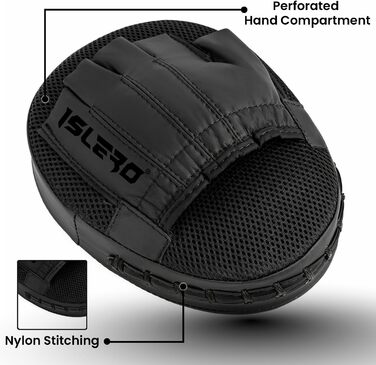 Боксерські подушки Islero Fitness чорного кольору для чоловіків та жінок: міцні, для ударів, MMA, муай-тай, кікбоксинг, хаки та джеб. Ідеальні для тренувань