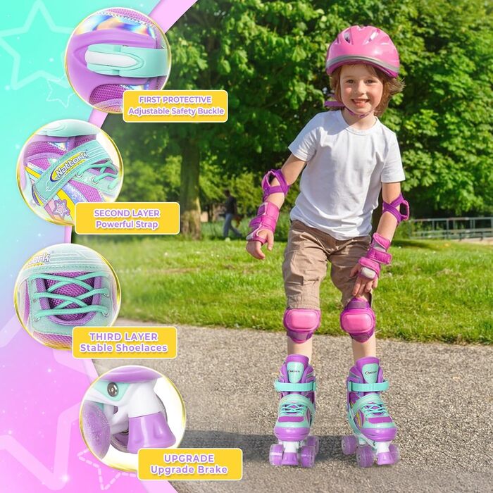 Дитячі ролики Nattork для дівчаток, Райдужне єдинорога, для малюків, 5-8 років, регульовані ролики з підсвічуванням – найкращий подарунок на день народження