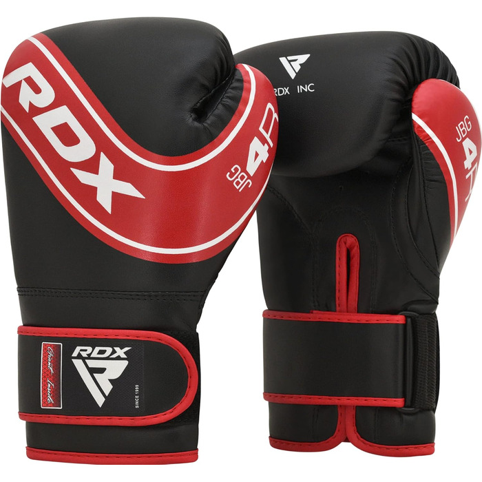 Боксерські рукавички для дітей RDX 6oz, Junior Training, шкіра Maya Hide, вентильована долоня, для муай-тай, ММА, кікбоксингу, спарингу, роботи з мішком та боксерськими снарядами (червоні)