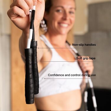 Стрибковий скакалка JOBEAR Athletics з кульками для фітнесу - зручні ручки з Grip Tape, без спутанню, регульована - для дорослих, підлітків та дітей (батьків)