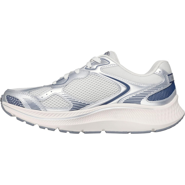 Кросівки Skechers Go Run Consistent 2.0 Volt для жінок (38 EU, срібляна шкіра, темно-синя окантовка)