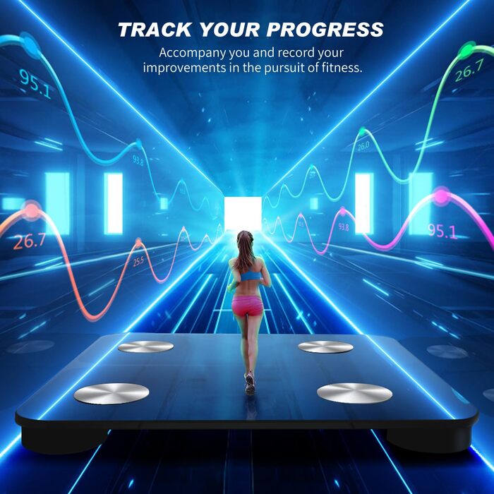 Ваги для вимірювання жиру в тілі, персональні ваги Bluetooth, цифровий переможець тесту 2025, 180 кг / 400 фунтів, вимірювання жиру, BMI, вага, 30 см * 30 см (зелений)