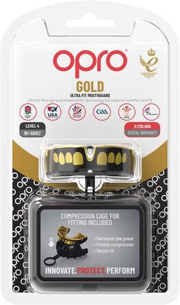Захисна капа OPRO Gold для боксу, MMA, хокею, лакросу, контактних видів спорту, для дорослих і дітей, чорна/золота, преміум комфорт