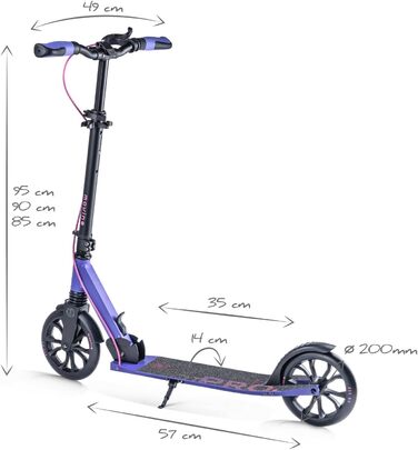 Самокат Movino Roller City Pro для дорослих і підлітків, складаний, до 100 кг, регульована висота, міцна конструкція, підшипники ABEC7