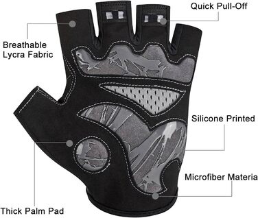 Велосипедні рукавички для чоловіків та жінок, напівпальцеві, дихаючі, антиковзні - сірий колір, розмір M