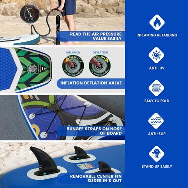 Надувна SUP-дошка FunWater Monkey для дорослих, повний комплект: весло, помпа, рюкзак, страхувальний шнур, водонепроникна сумка