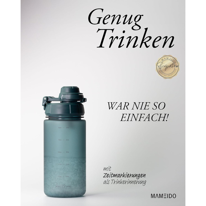 Вода пляшка MAMEIDO з соломкою та петлею для перенесення, 500 мл, Tritan, без BPA, для дітей (Ocean Bloom)