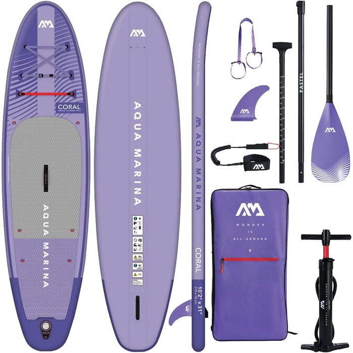 Надувна SUP-дошка Aqua Marina Coral 310 см, фіолетова, для веслування стоячи