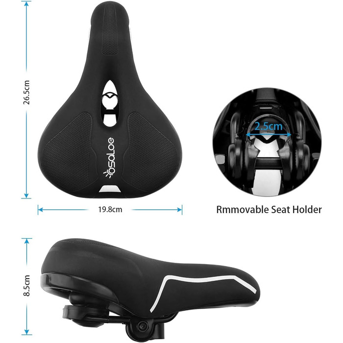 Зручний велосипедний сідло Cityradsättel для міста, чоловічий/жіночий, з Memory Foam, ергономічний, широкий, з інструментом (чорний, Стиль 3)