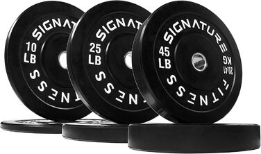 Олімпійські диски Signature Fitness 5,1 см із сталевою втулкою, набір 72,6 кг (2×10/25/20,4 кг), чорні