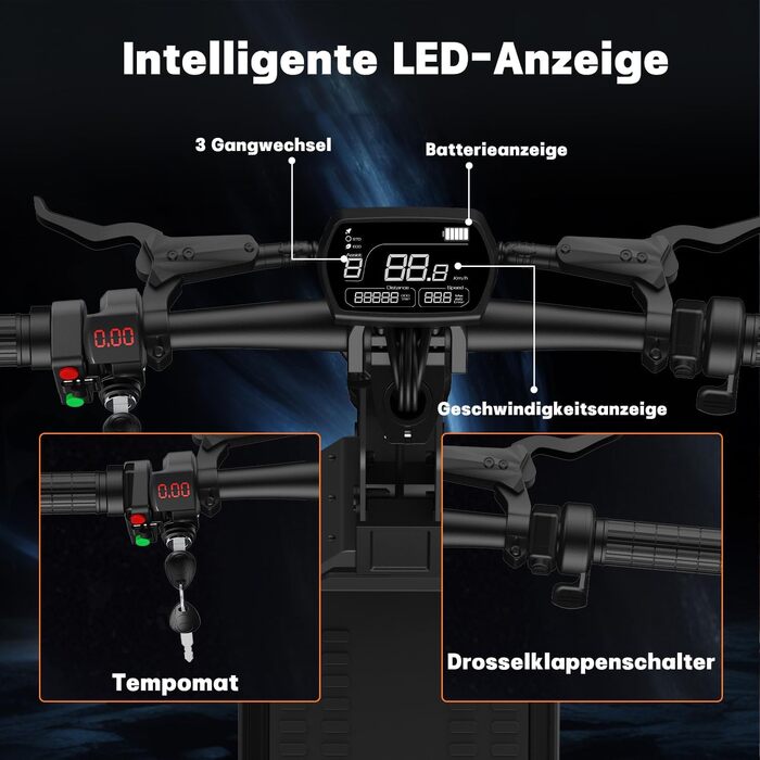 Електросамокат TODIMART S13, 48V 20.8Ah, 800W*2, 40-90 км, 10'' позашляхові колеса, вантажопідйомність 150 кг, подвійна підвіска, складаний, запуск з ключа