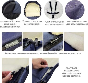 Дитячі дерев'яні санки з спинкою та мотузкою BAMBINIWELT + універсальний зимовий конверт 90 см для автокрісла, коляски, візка, вовна, світло-сірий