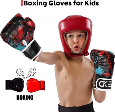 Боксерські рукавички для дітей CKE, 5-12 років, для тренувань, бокс, кікбоксинг, муай-тай, зелені (червоно-чорні)
