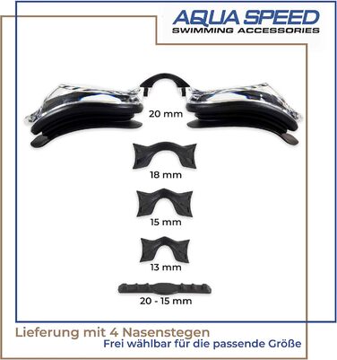 Окуляри для плавання Aqua Speed Lumina з діоптріями для дорослих (чорні, прозорі лінзи, короткозорість, індивідуальний підбір лівої та правої лінзи)
