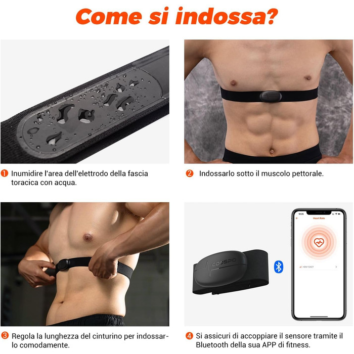 COOSPO H6M пульсометр: нагрудний ремінь з Bluetooth та ANT+ для Wahoo, Elite, adidas Run та інших