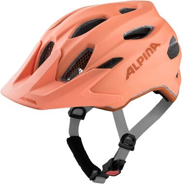 ALPINA CARAPAX JR. – дитячий велосипедний шолом із сіткою від комах та LED-підсвіткою, легкий, міцний, безпечний, персиковий матовий, 51-56 см