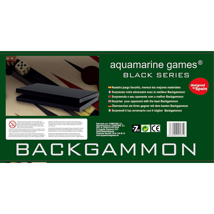 Набір для гри в шашки та нарди Aquamarine Games Black Series, чорний колір, преміум-якість