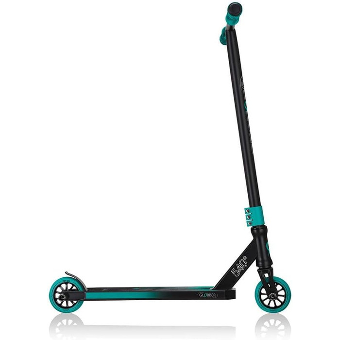 Трюковий самокат Globber GS 540, 100 мм, ABEC 7, підсилене кермо, 360° обертання, чорний-бірюзовий, універсальний розмір