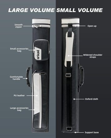 Кейс для більярдних київ CRICAL 2x4: для 2 київ-баттів та 4 київ-шафтів, з жорстким корпусом, аксесуари для більярду