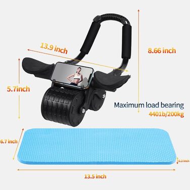 Ролер для пресу Ab Roller з підтримкою ліктів, автоматичний, для дому, чорний, без таймера