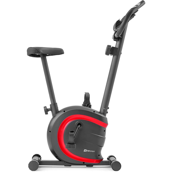 Велотренажер Hop-Sport HS-015H для дому, компактний, для літніх людей, з пульсометром і антиковзаючими педалями, червоний