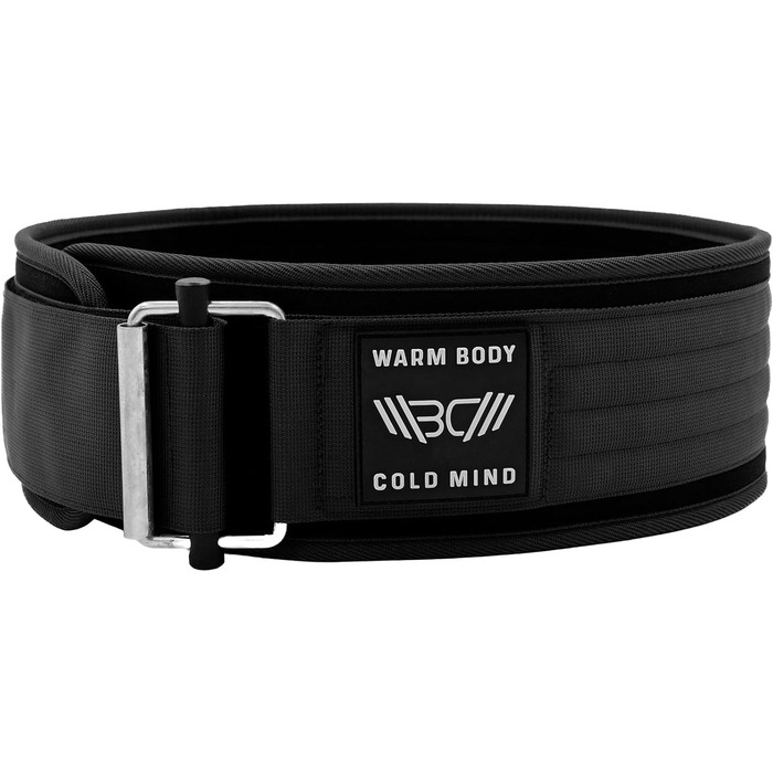 Преміум пояс для важкої атлетики Warm Body Cold Mind з нейлону - для силових тренувань, кросфіту, бодібілдингу, фітнесу (S, 68,5 см, чорний)