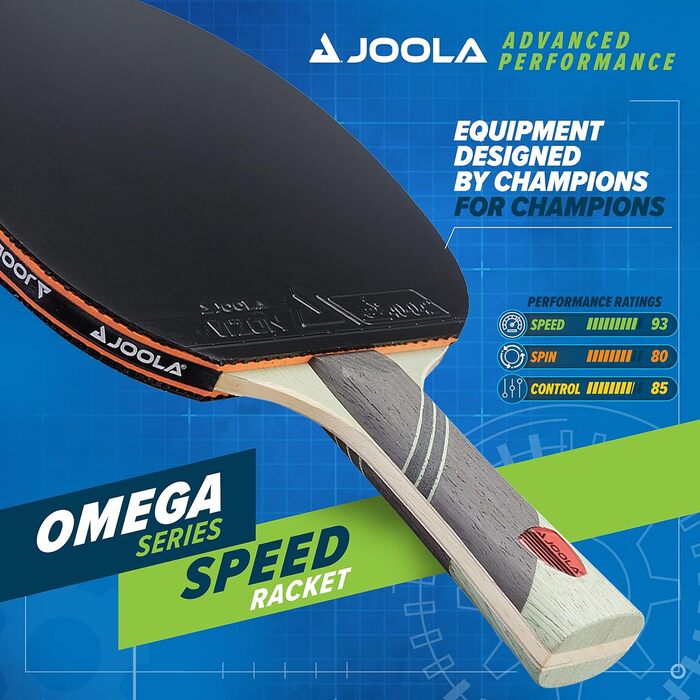 JOOLA Omega Speed – тенісна ракетка для настільного тенісу турнірного рівня, для тренувань, з розширеною ручкою, гумою Vizon, для швидкості, для просунутих гравців