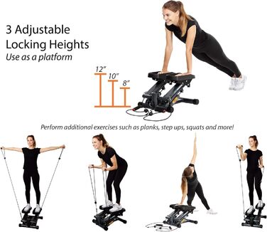 Міні-степпер Exerpeutic EXERWORK 850 Bluetooth, розширена вантажопідйомність, регульована висота кроку, з додатком та налаштуванням цілей тренування
