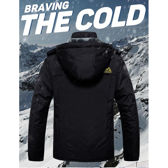 Чоловіча флісова куртка MAGCOMSEN на зиму: тепла, водонепроникна, з капюшоном для туризму та кемпінгу (чорний, L)