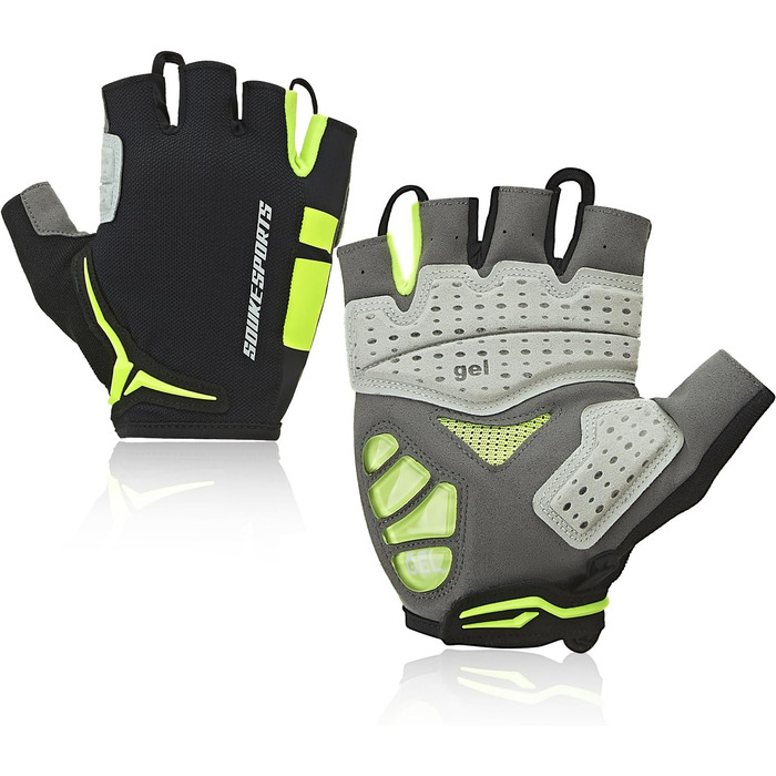 Велосипедні рукавички OuKe для чоловіків та жінок з гелевою підкладкою, дихаючі літні рукавички напівпальці для гірського велосипеда, шосе, фітнесу та активного відпочинку (зелені, S)