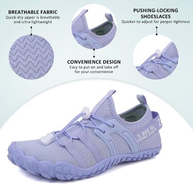 Зітоп Водні черевики для жінок та чоловіків, шкарпетки для плавання, швидка сушка, пляжні черевики, легкі фітнес-черевики, м'які серфові черевики, для плавання, серфінгу, піших прогулянок, йоги (36-46 EU), 39 EU, фіолетовий