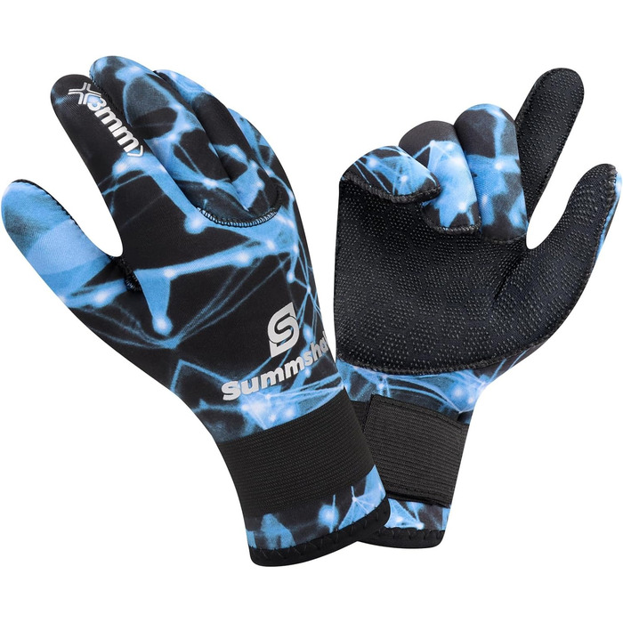 Рукавички для дайвінгу Sushall з неопрену, 3 шт. для чоловіків, тепла та антиковзаюча поверхня, еластичне зап'ястя для дайвінгу, серфінгу, снорклінгу (S, блакитний)