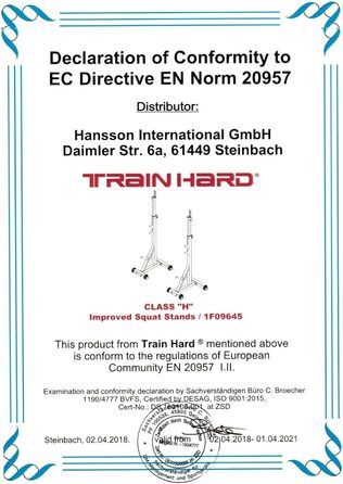 Стійка для штанги Train Hard, пара, сертифікована EN957, тримач для гантелей і штанги