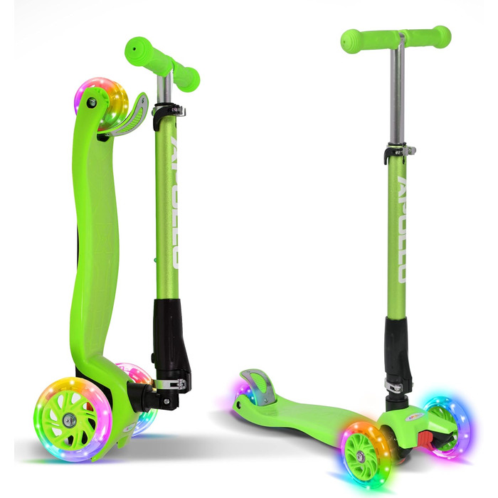 Дитячий самокат Apollo Kids Whiz з LED колесами, складаний, для хлопчиків і дівчаток від 3 років, безпечний, міцний, для дітей 3-6 років